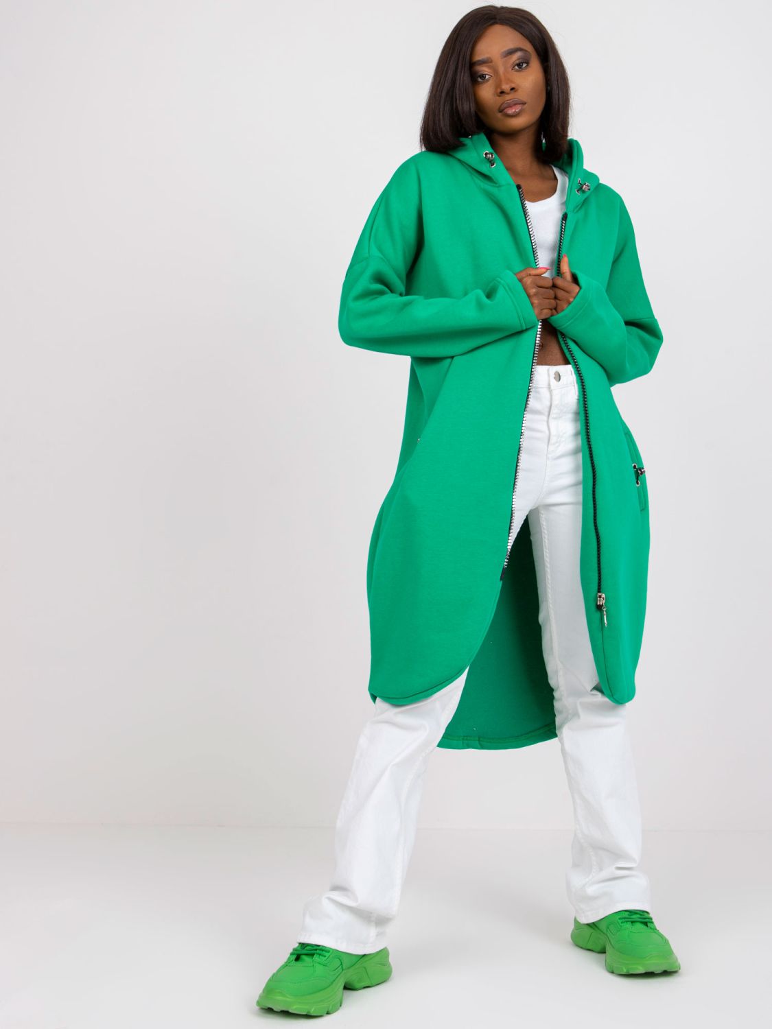 Zelená mikina s kapucí