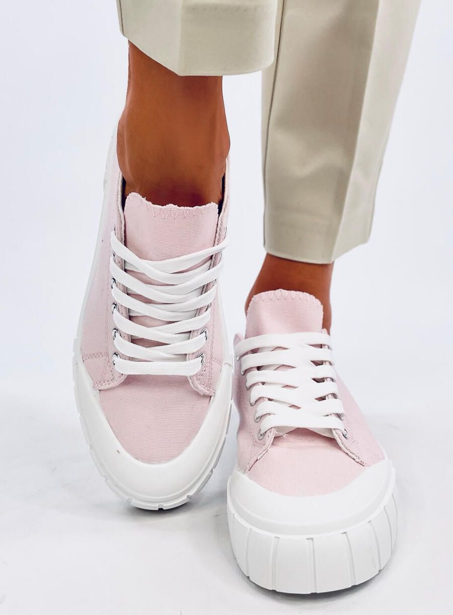 Světle růžové plátěné dámské tenisky