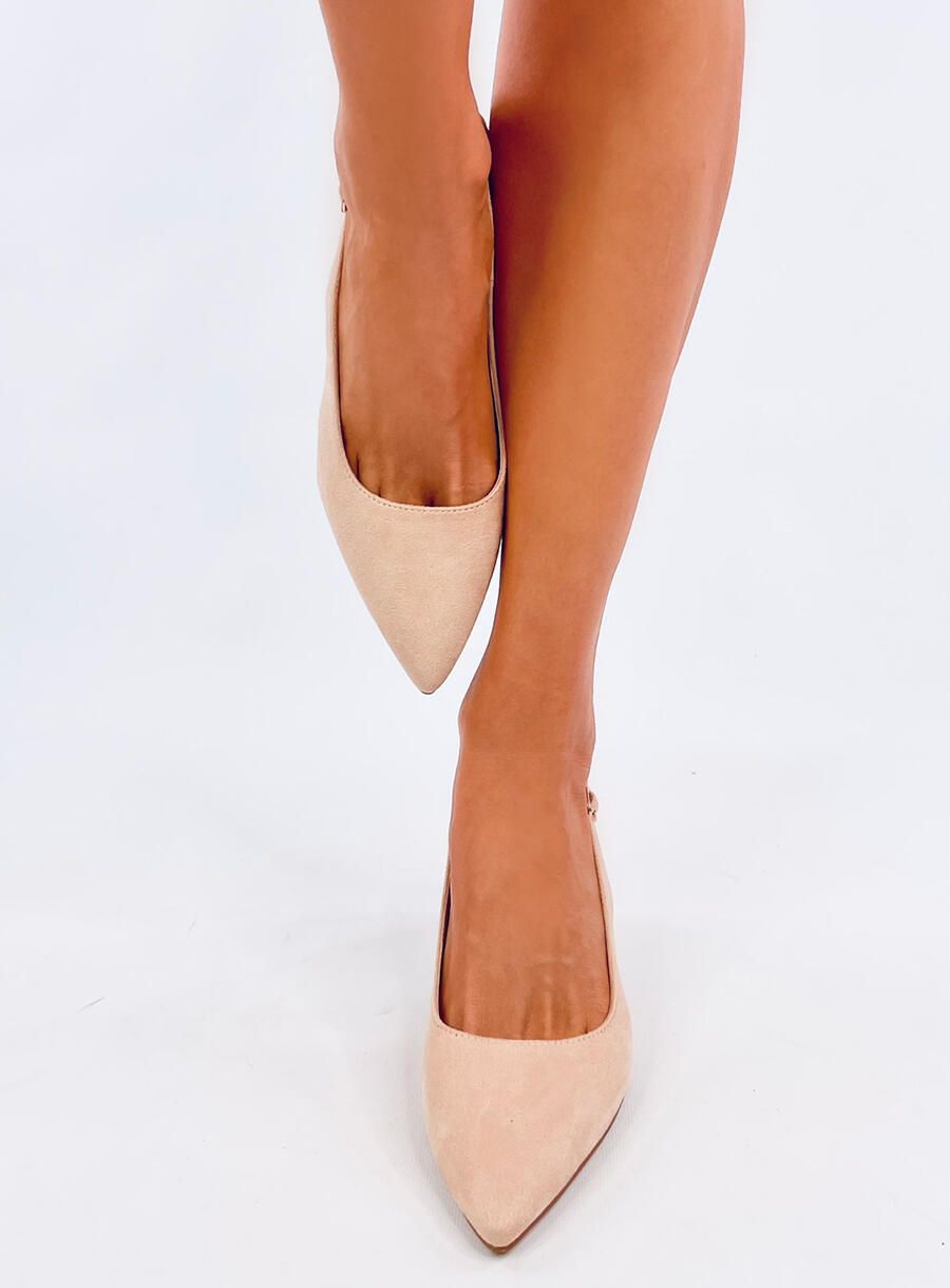 Nízké lodičky s otevřenou patou nude