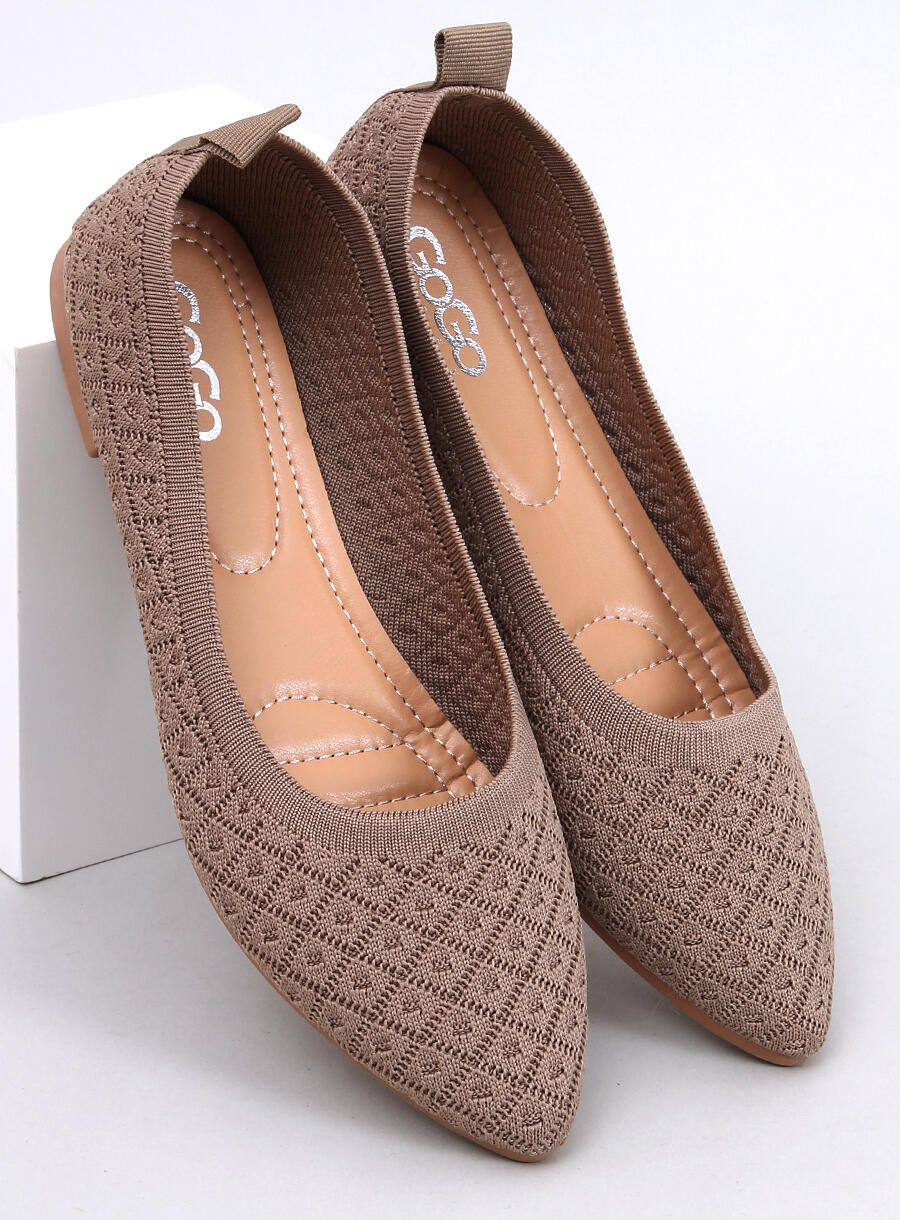 Dámské látkové baleríny hnědé