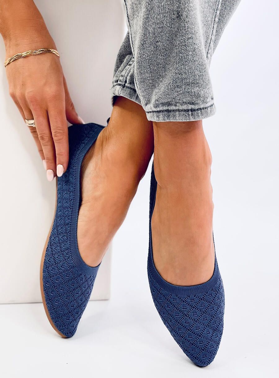 Dámské látkové baleríny modré