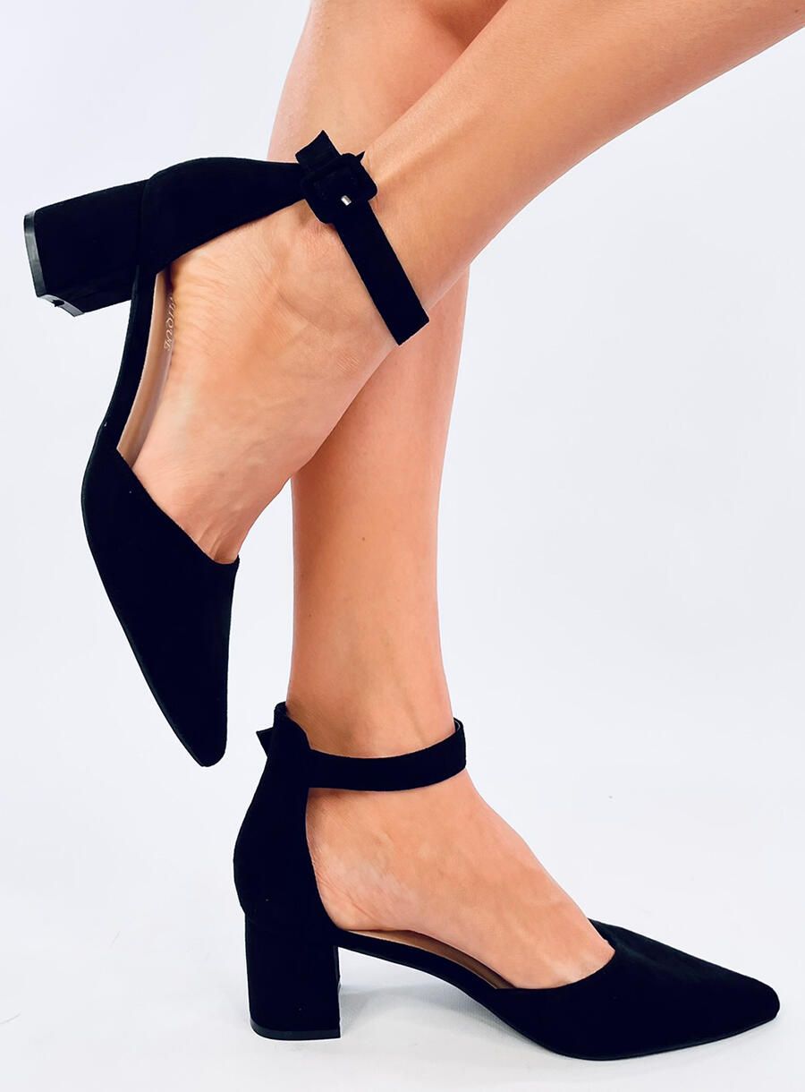 Semišové lodičky s řemínkem černé