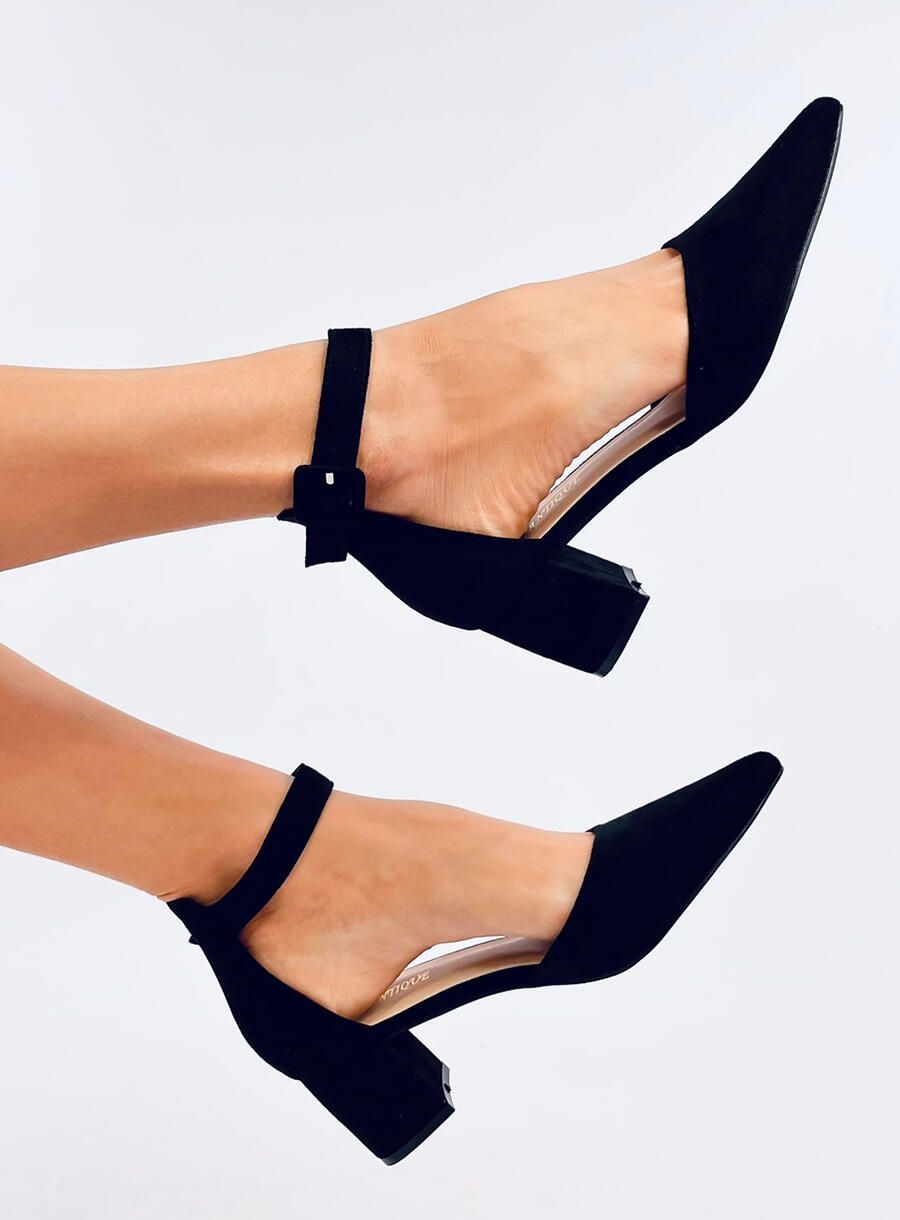 Semišové lodičky s řemínkem černé