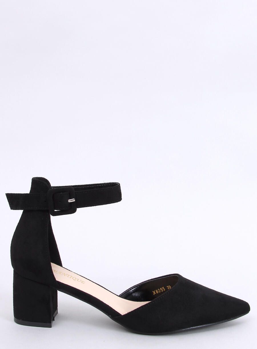 Semišové lodičky s řemínkem černé