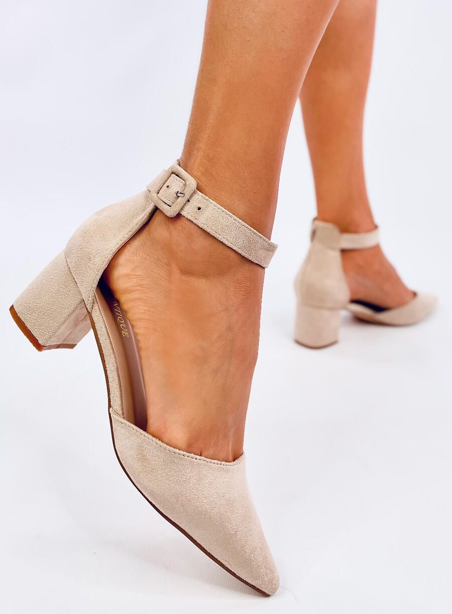 Semišové lodičky s řemínkem béžové