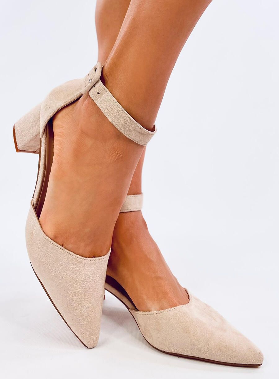 Semišové lodičky s řemínkem béžové