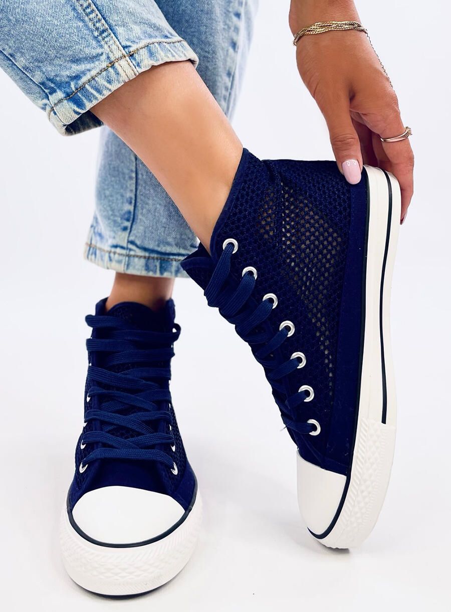 Vysoké perforované tenisky tmavě modré