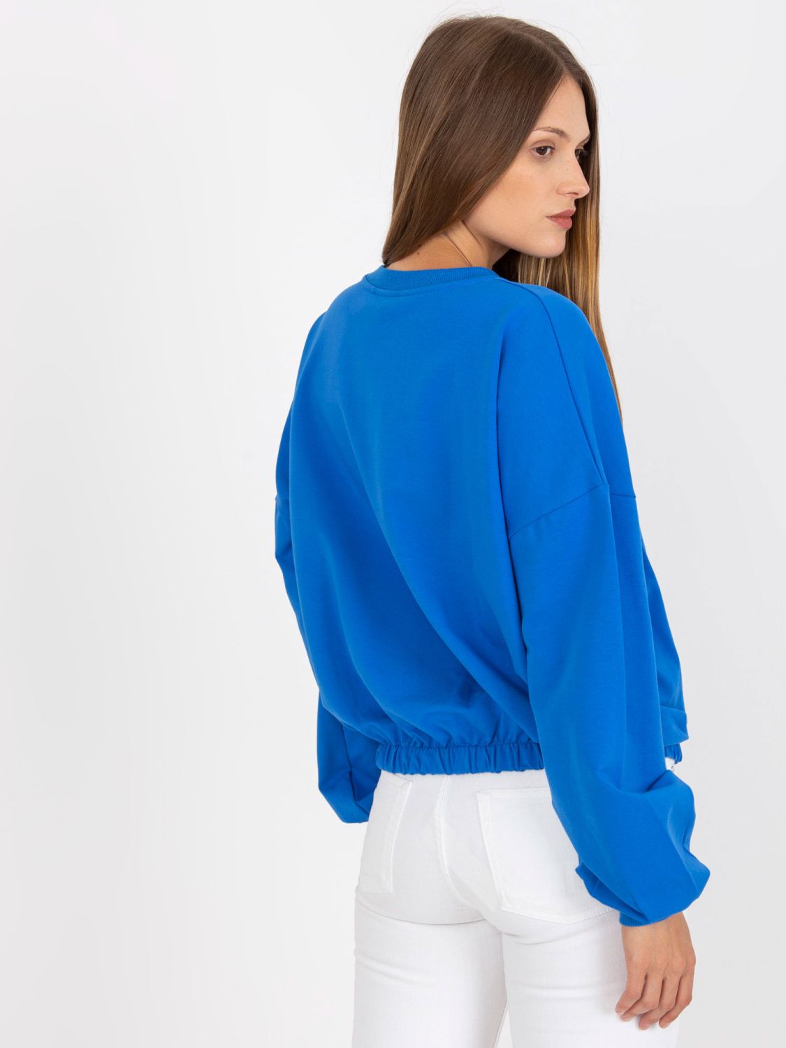 Tmavě modrá bavlněná mikina bez kapuce RUE PARIS