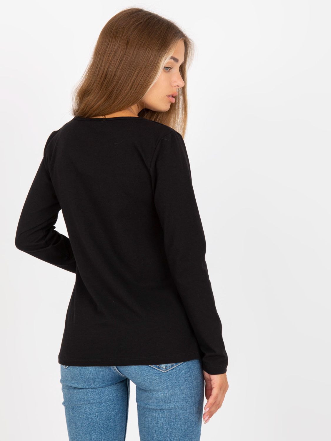 Černá basic halenka se zavazovaným výstřihem RUE PARIS