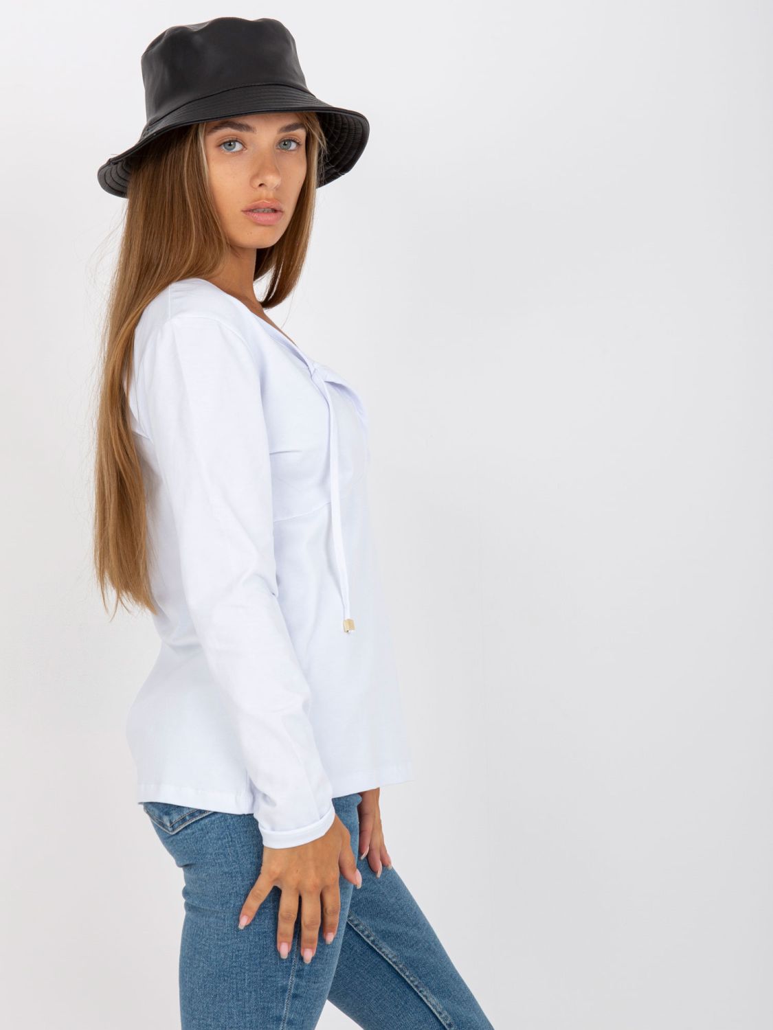 Bílá basic halenka s dlouhým rukávem RUE PARIS