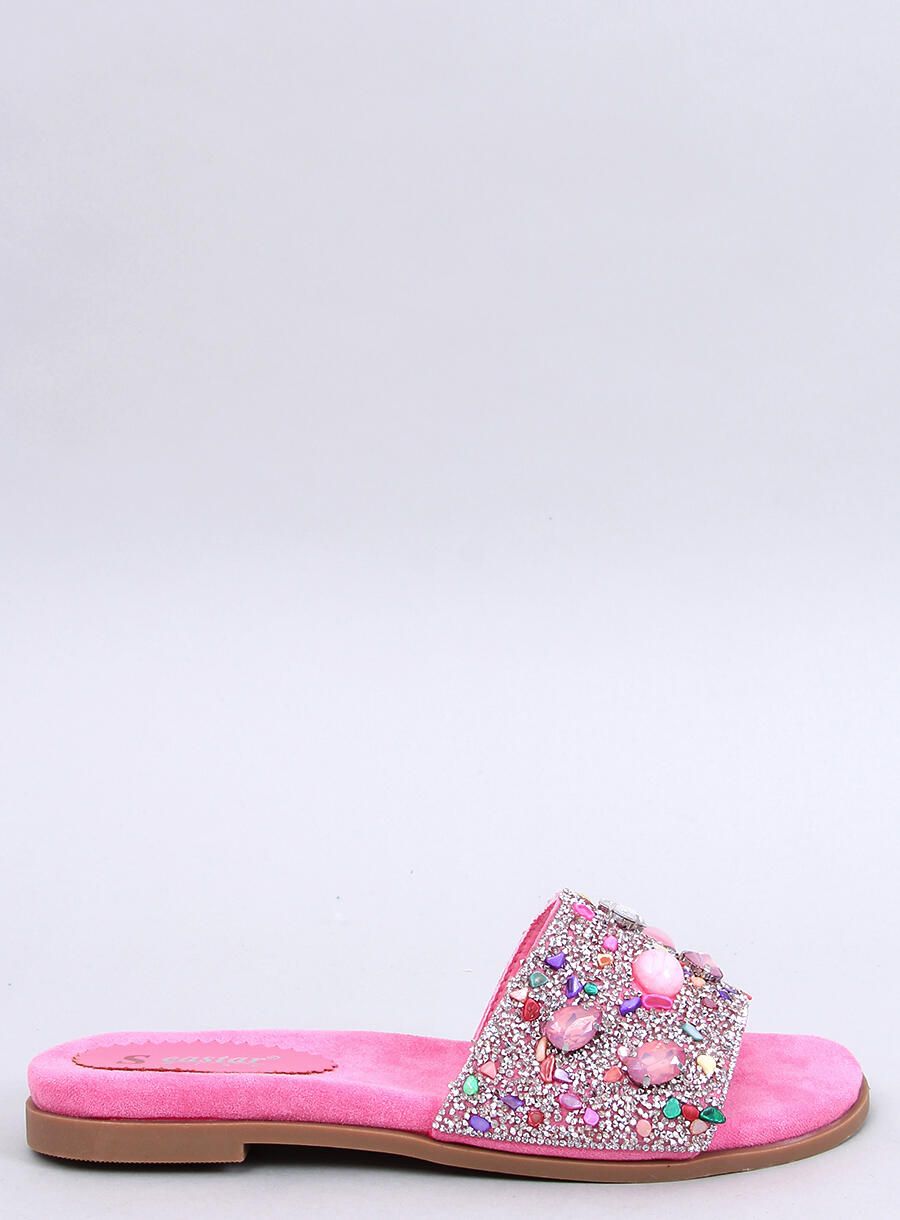 Pantofle vykládané kamínky růžové