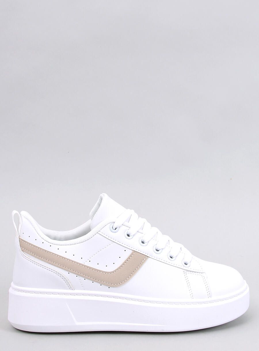 Bílé dámské tenisky z ekokůže na platformě