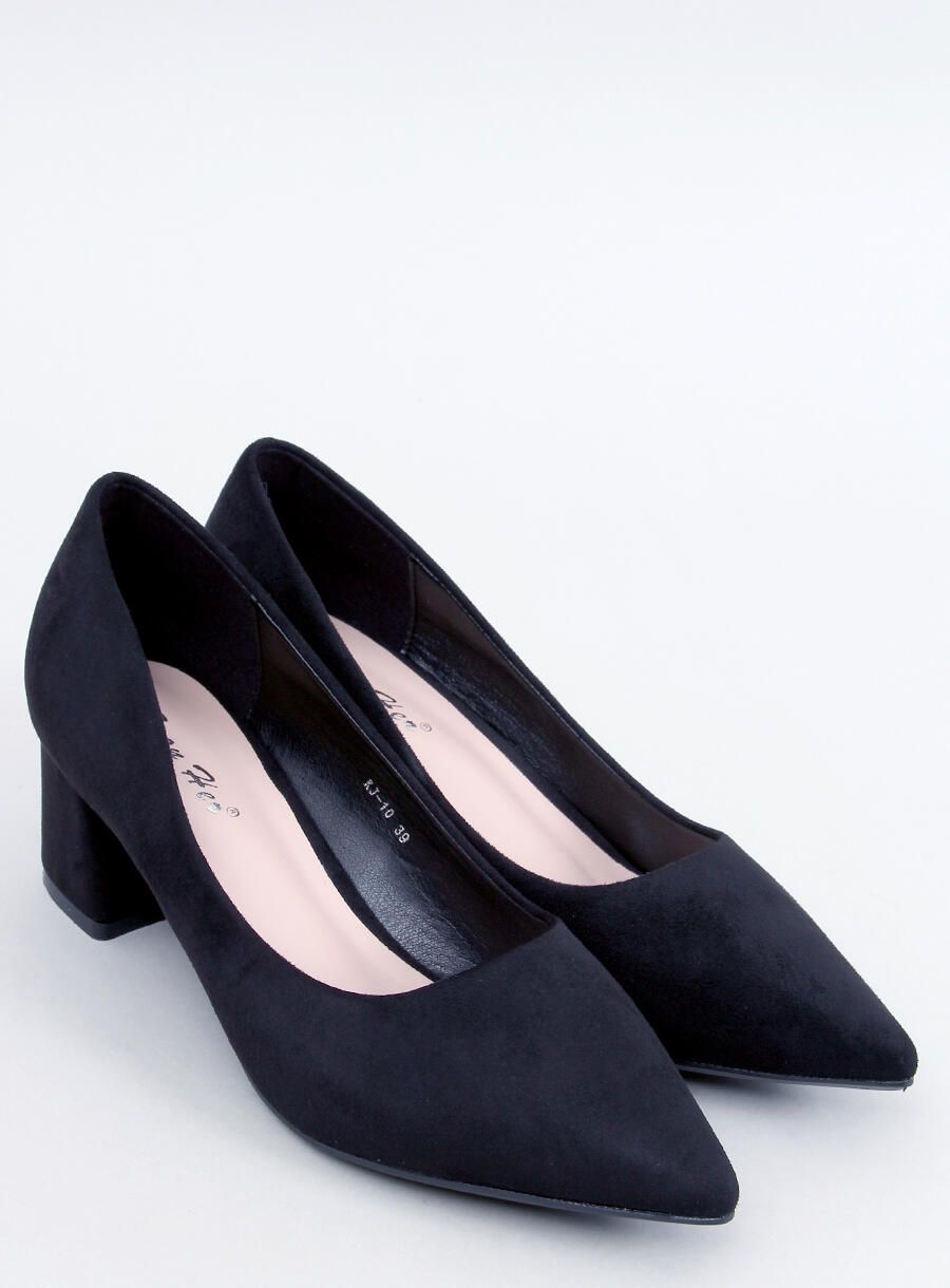 Semišové lodičky na širokém podpatku černé