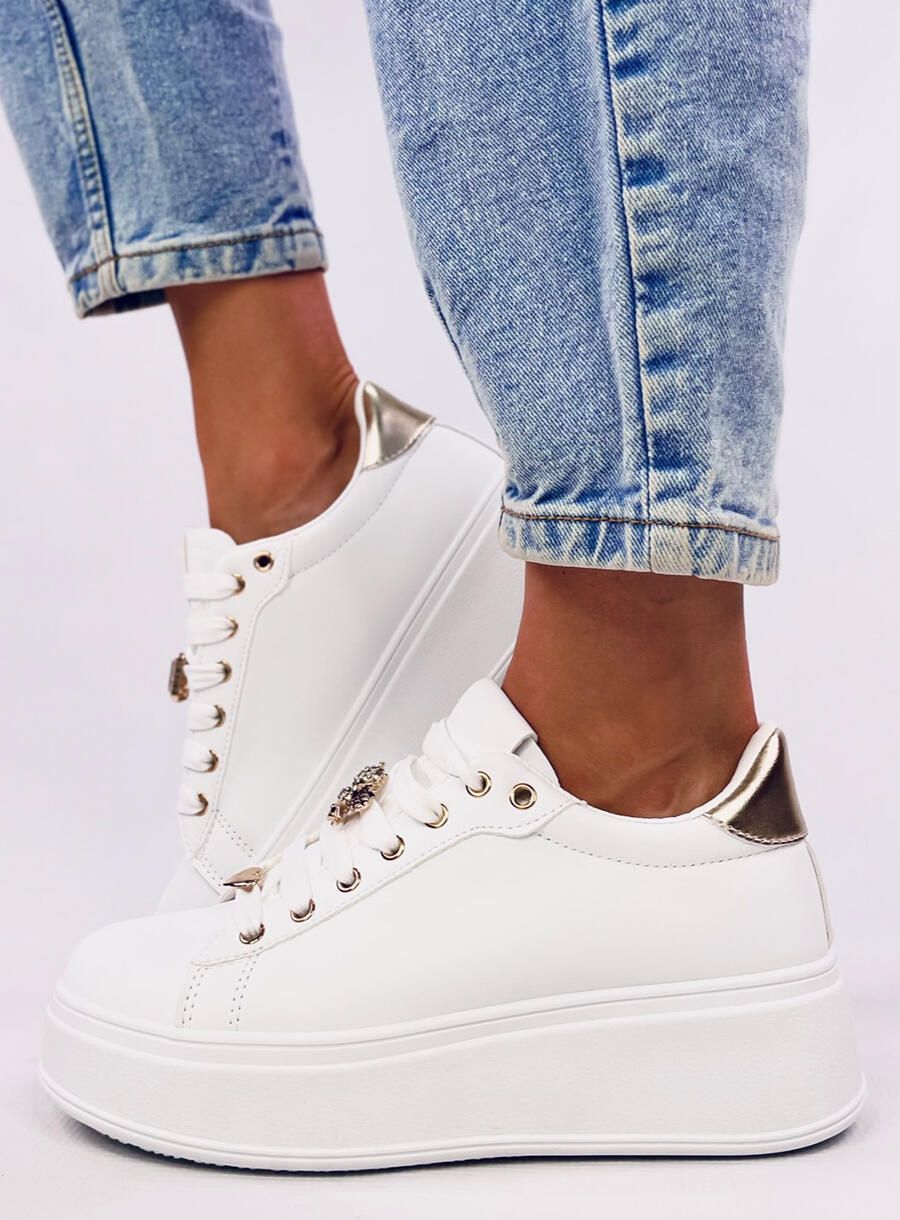 Tenisky na platformě bílá/zlatá