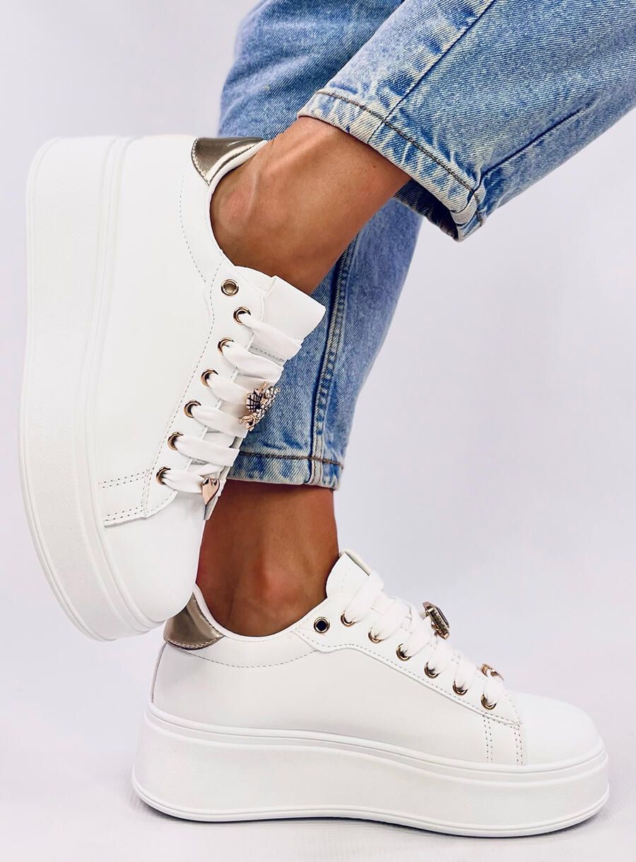 Tenisky na platformě bílá/zlatá