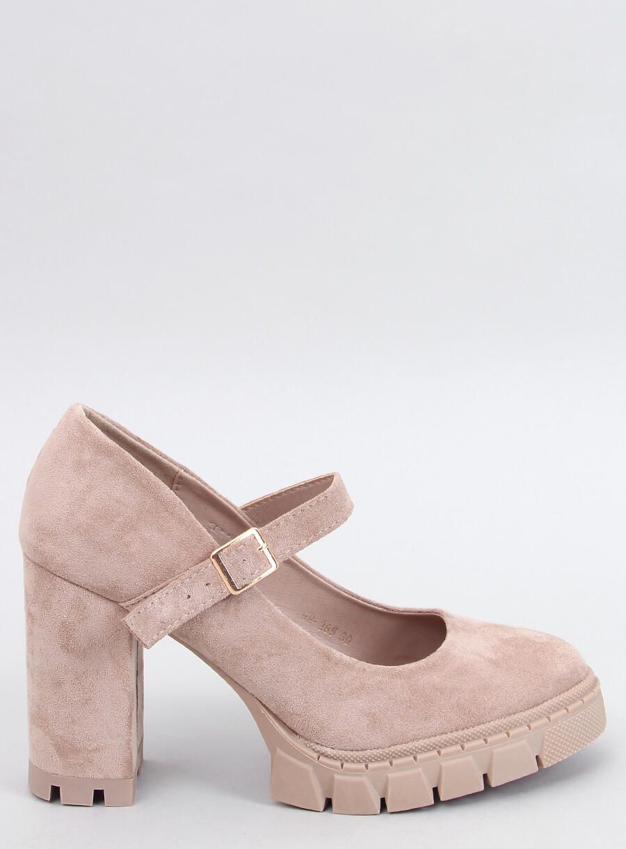 Lodičky s řemínkem na platformě béžové