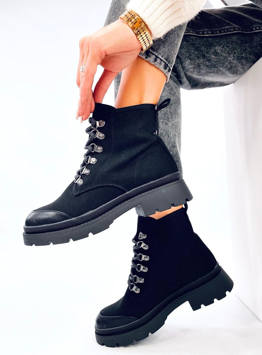 Černé látkové trekingové boty