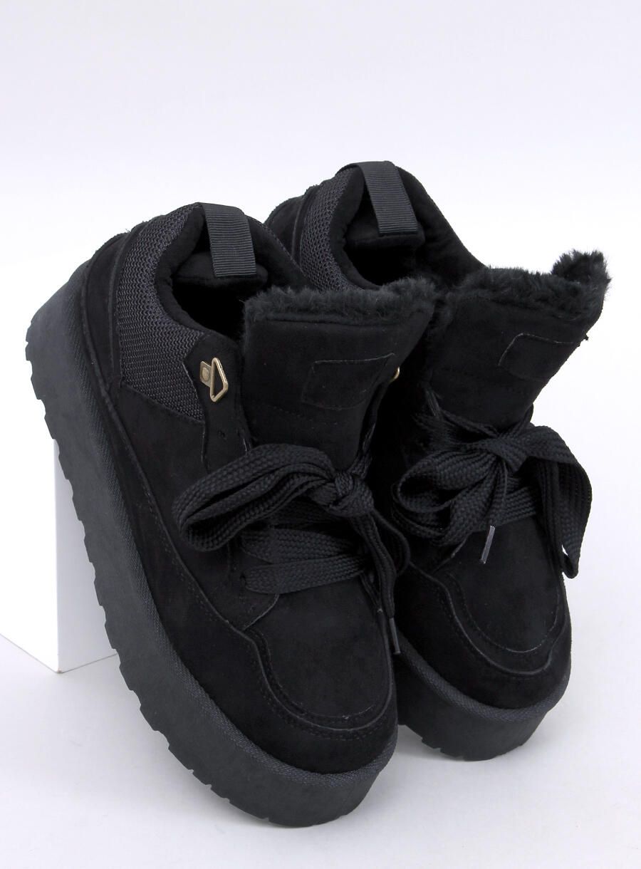 Černé zimní tenisky na vysoké platformě