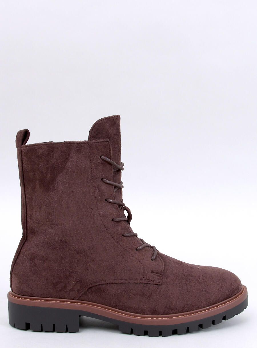 Zateplené šněrovací kozačky čokoládově hnědé