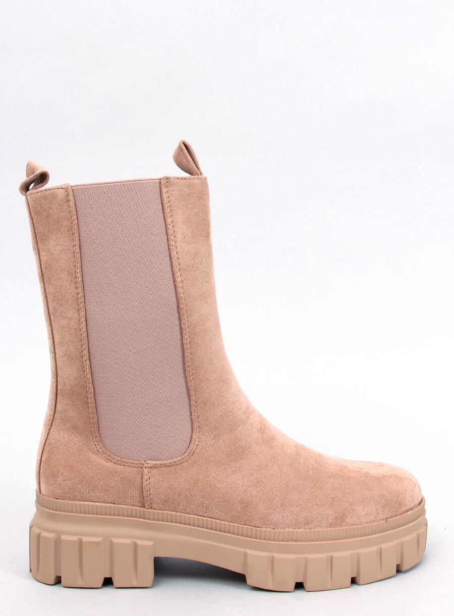 Semišové kozačky s elastickou manžetou camel