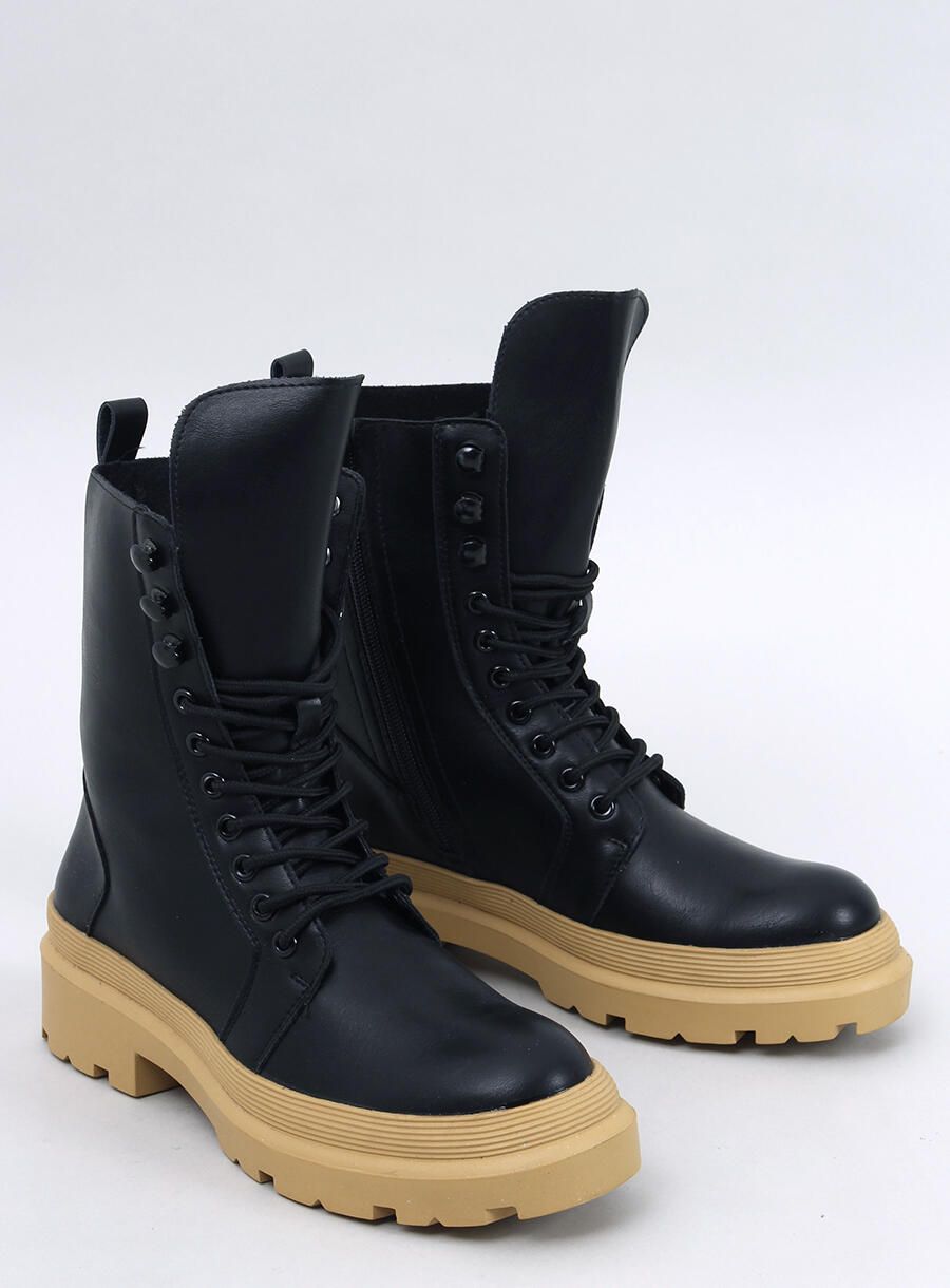 Boty na platformě INES černá/písková