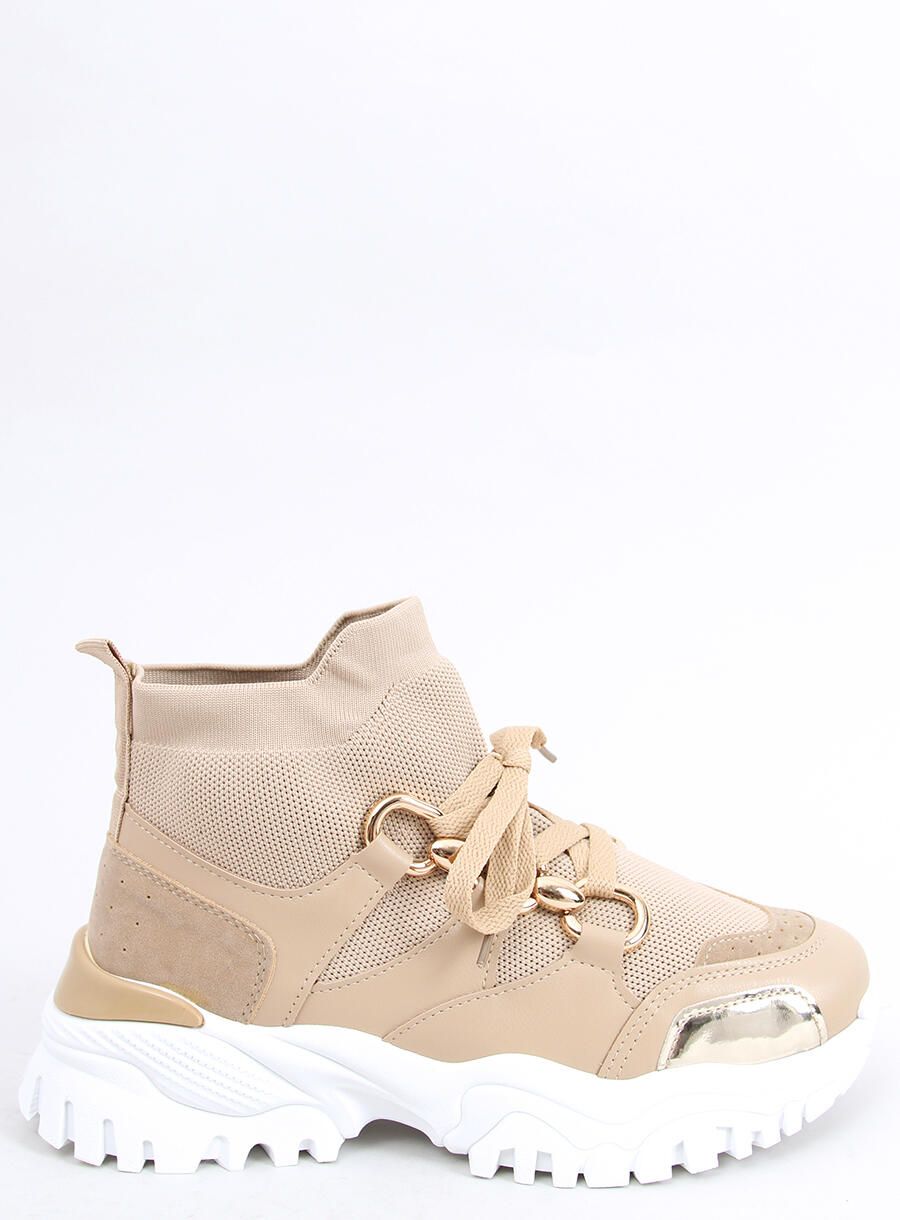 Béžové tenisky na platformě s elastickým vrchem