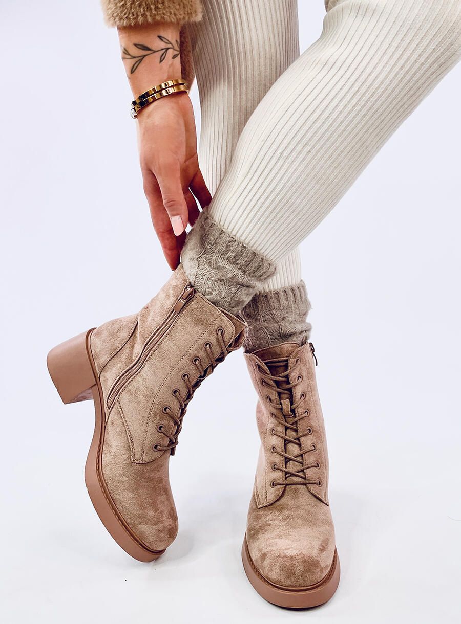 Boty na zip a šněrování hnědé