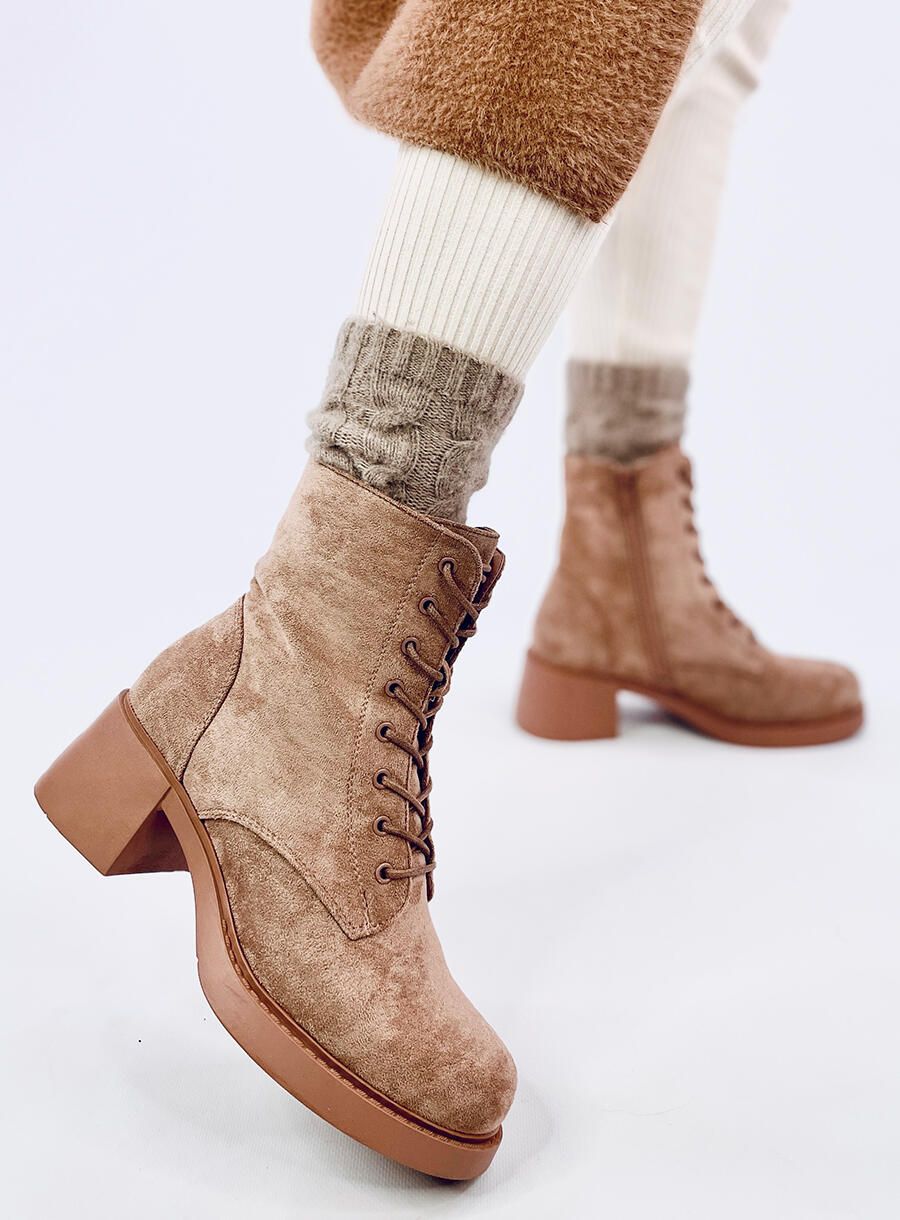 Boty na zip a šněrování hnědé
