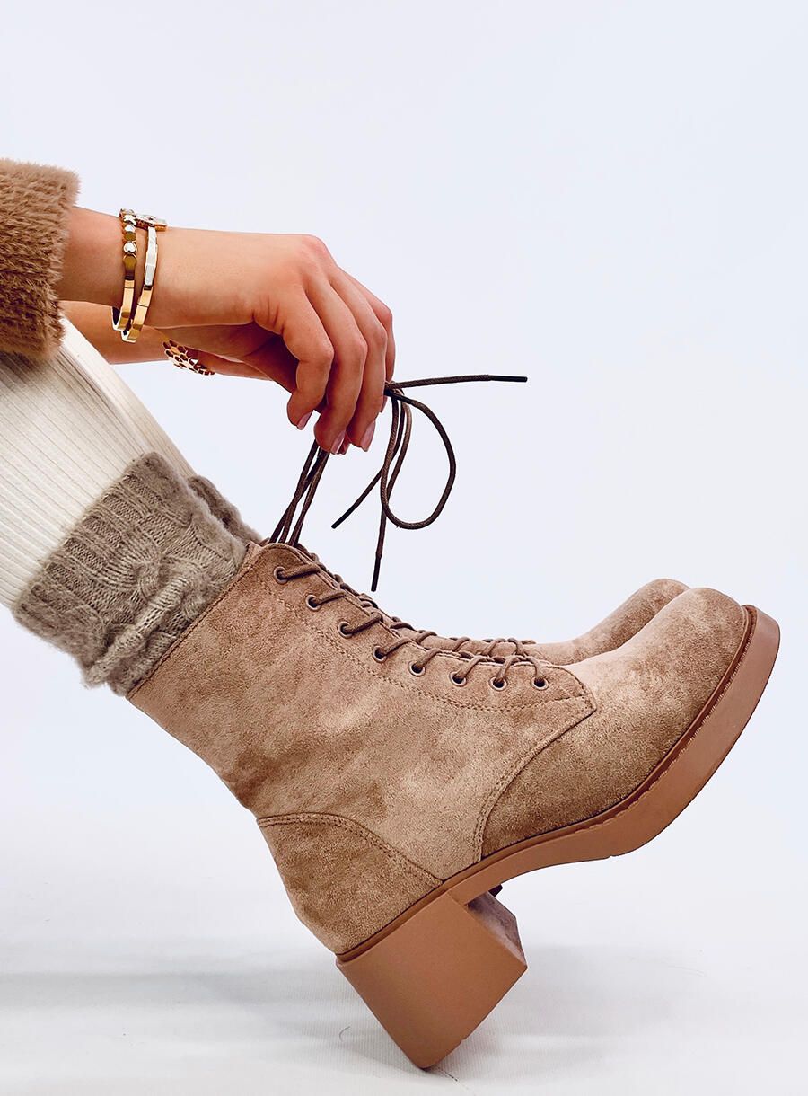 Boty na zip a šněrování hnědé