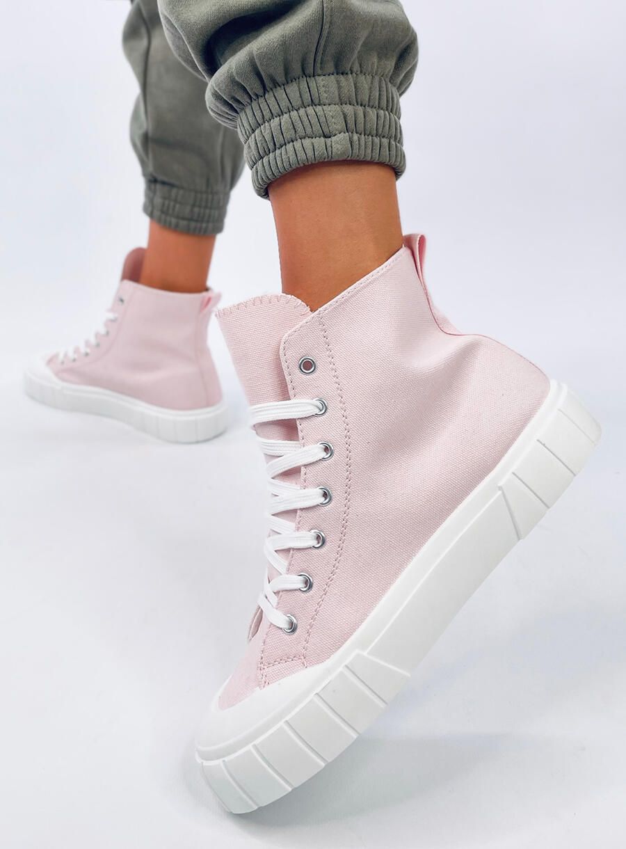 Plátěné kotníkové tenisky světle růžové