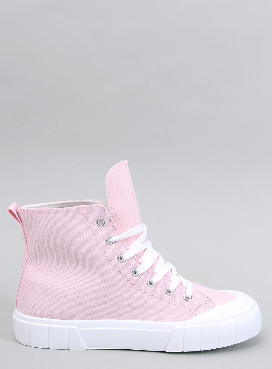 Plátěné kotníkové tenisky světle růžové