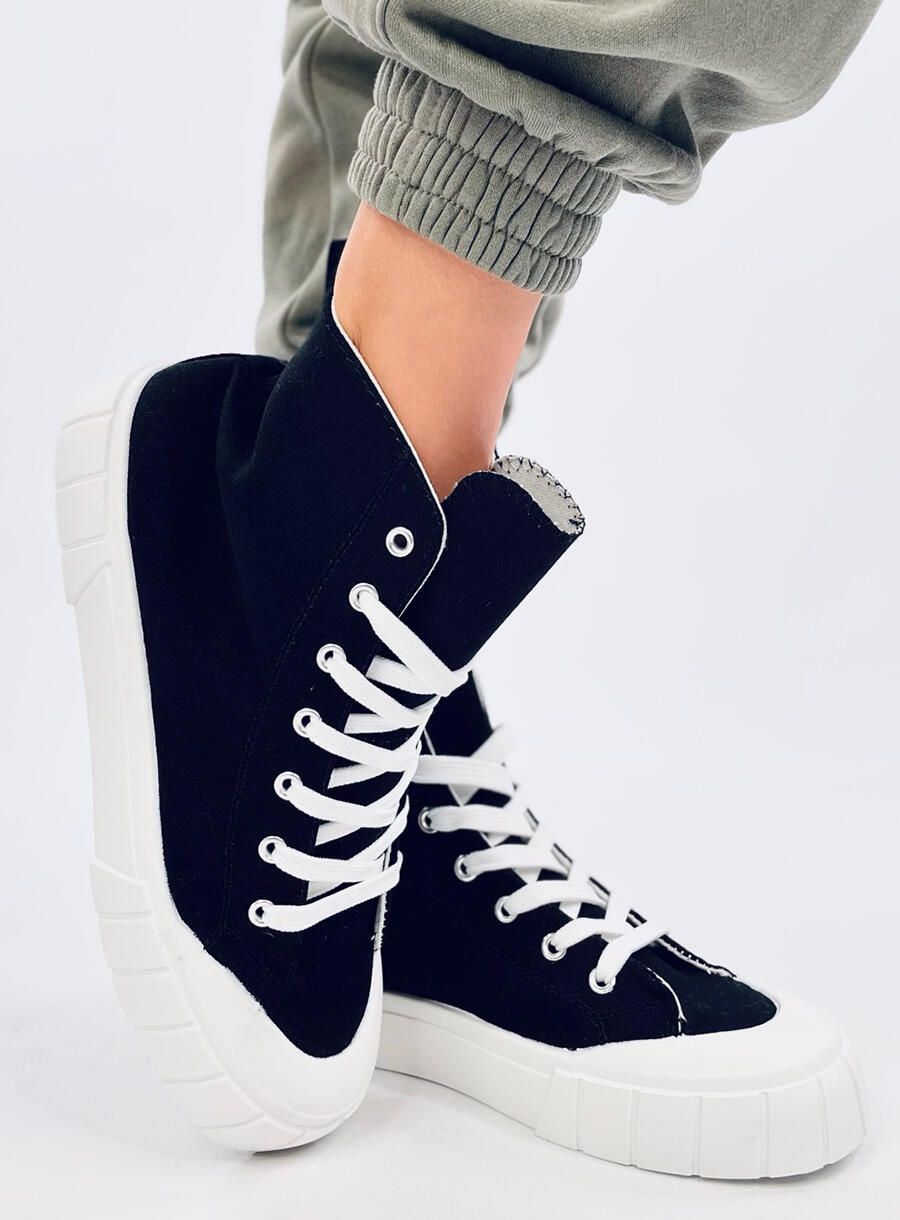 Plátěné kotníkové tenisky černé