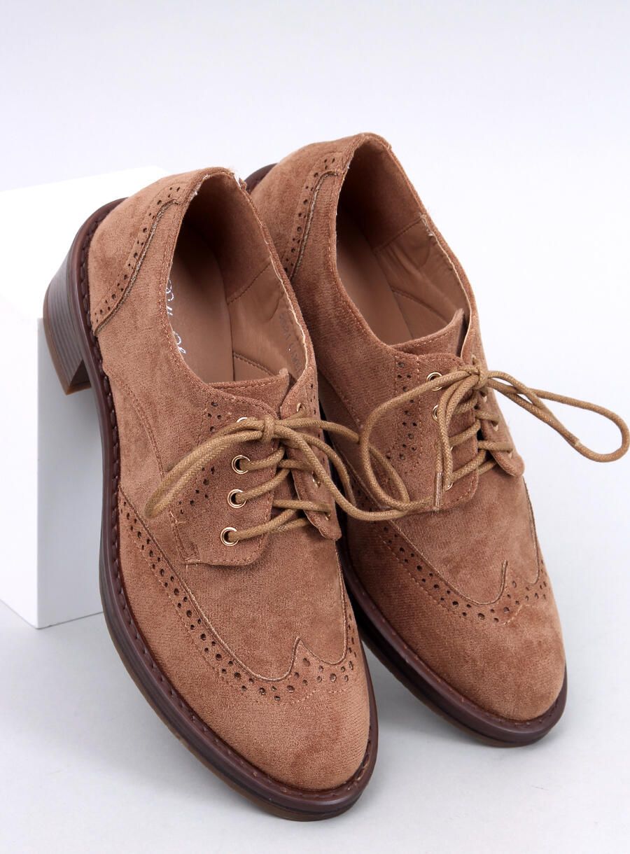 Semišové mokasíny na podpatku camel hnědé