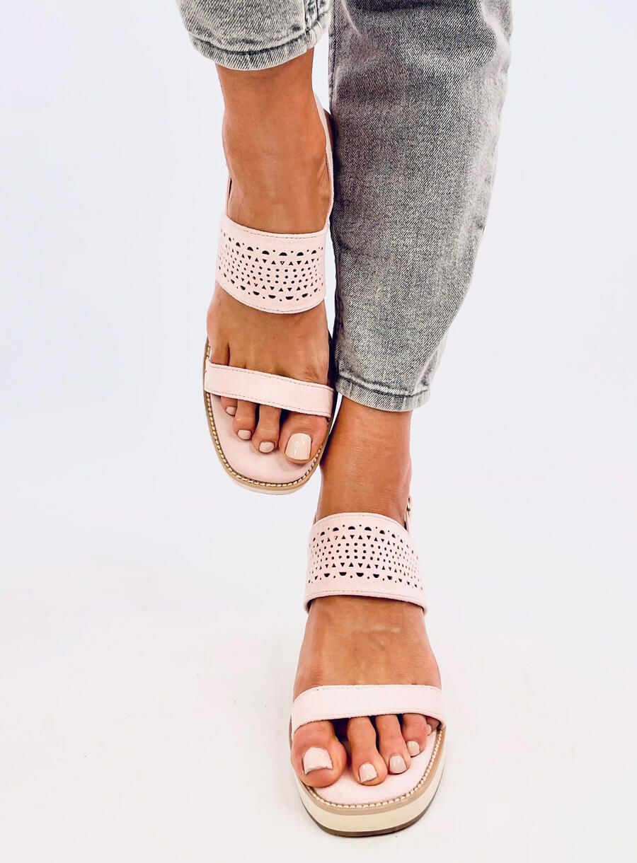 Růžové semišové sandály BECKY