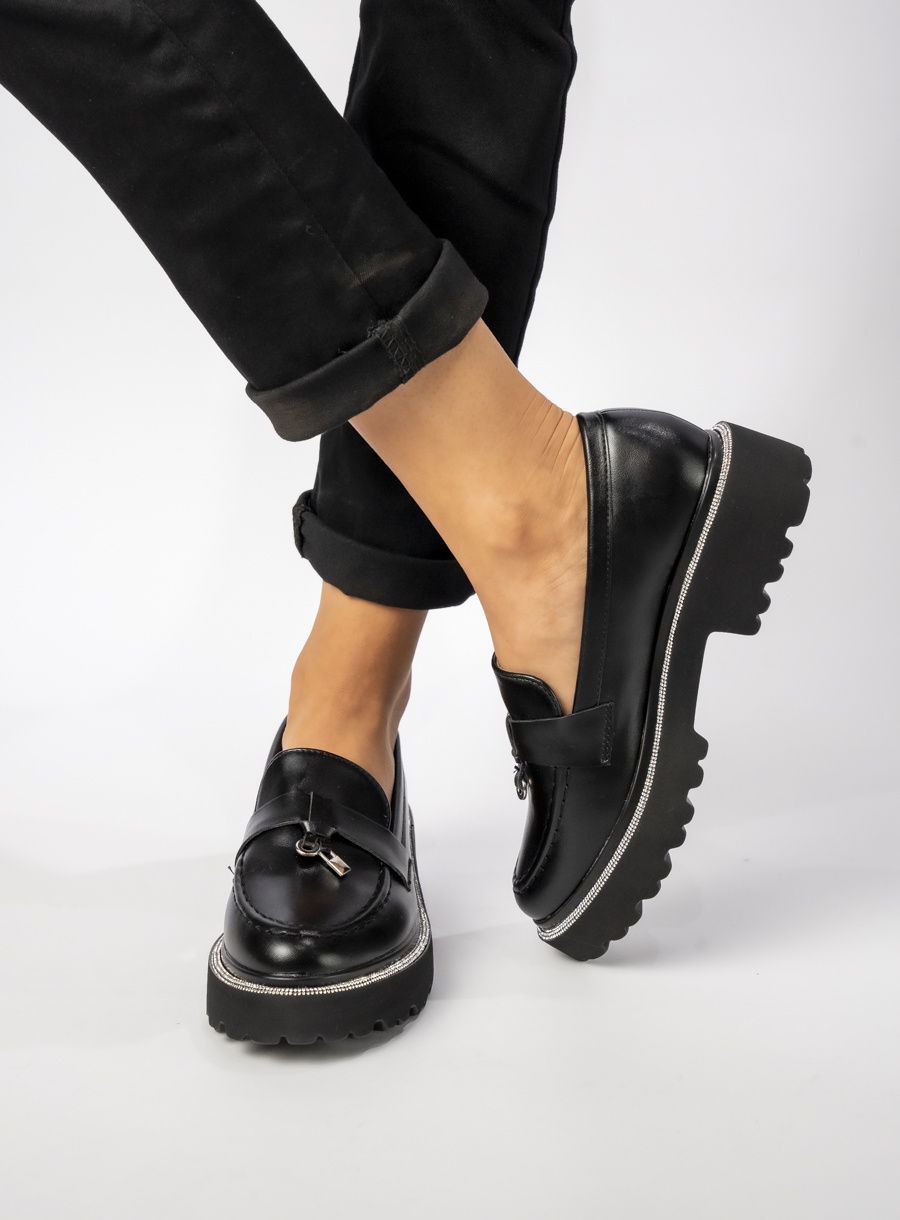 Černé mokasíny ALEXA z ekokůže