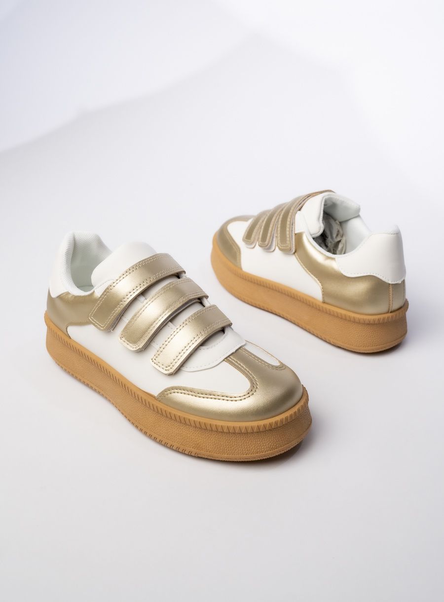 Dámské tenisky na suchý zip bílá/zlatá