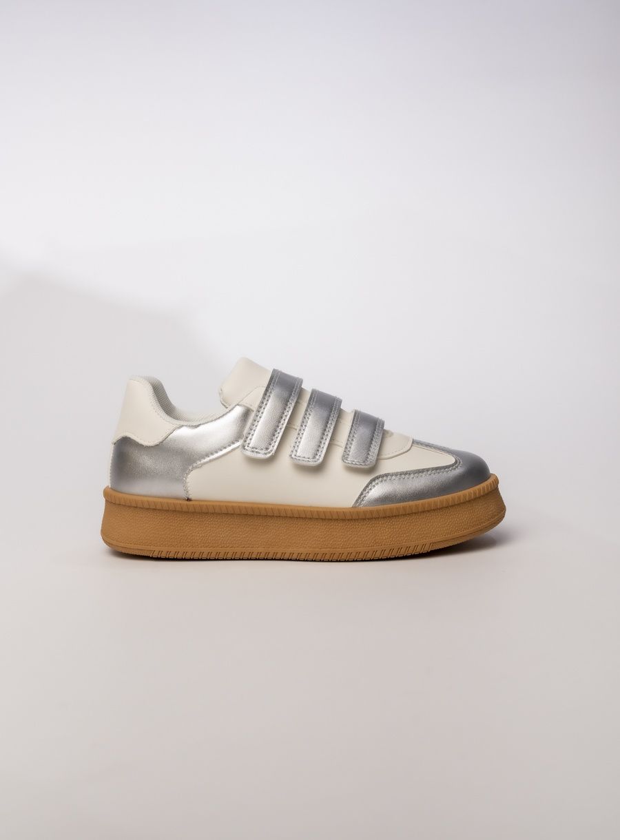 Dámské tenisky na suchý zip bílá/stříbrná