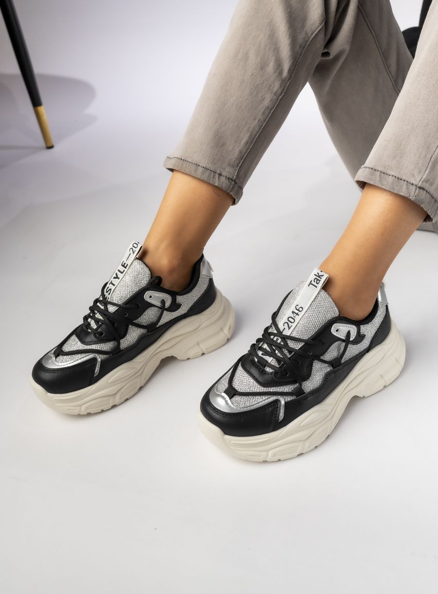 Dámské metalické tenisky černá/stříbrná