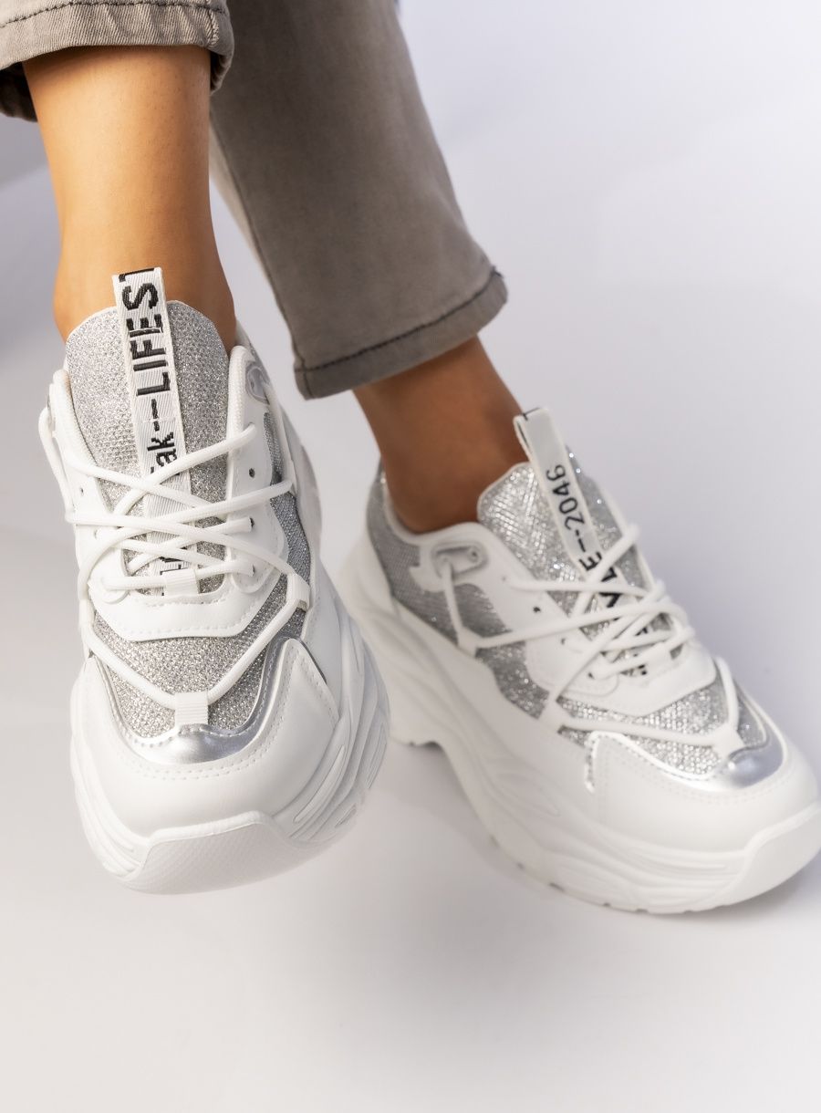 Dámské metalické tenisky bílá/stříbrná