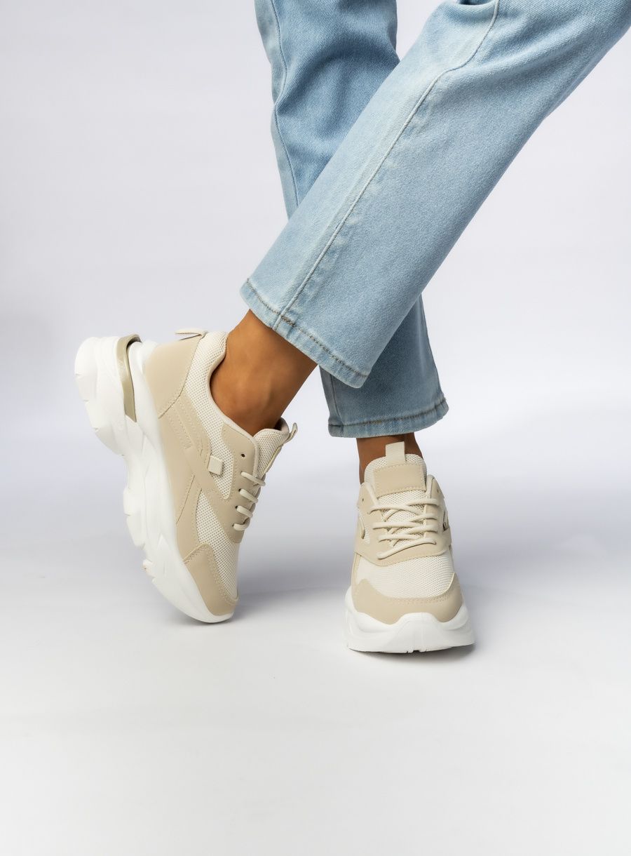 Béžové tenisky na vysoké podrážce FLORA