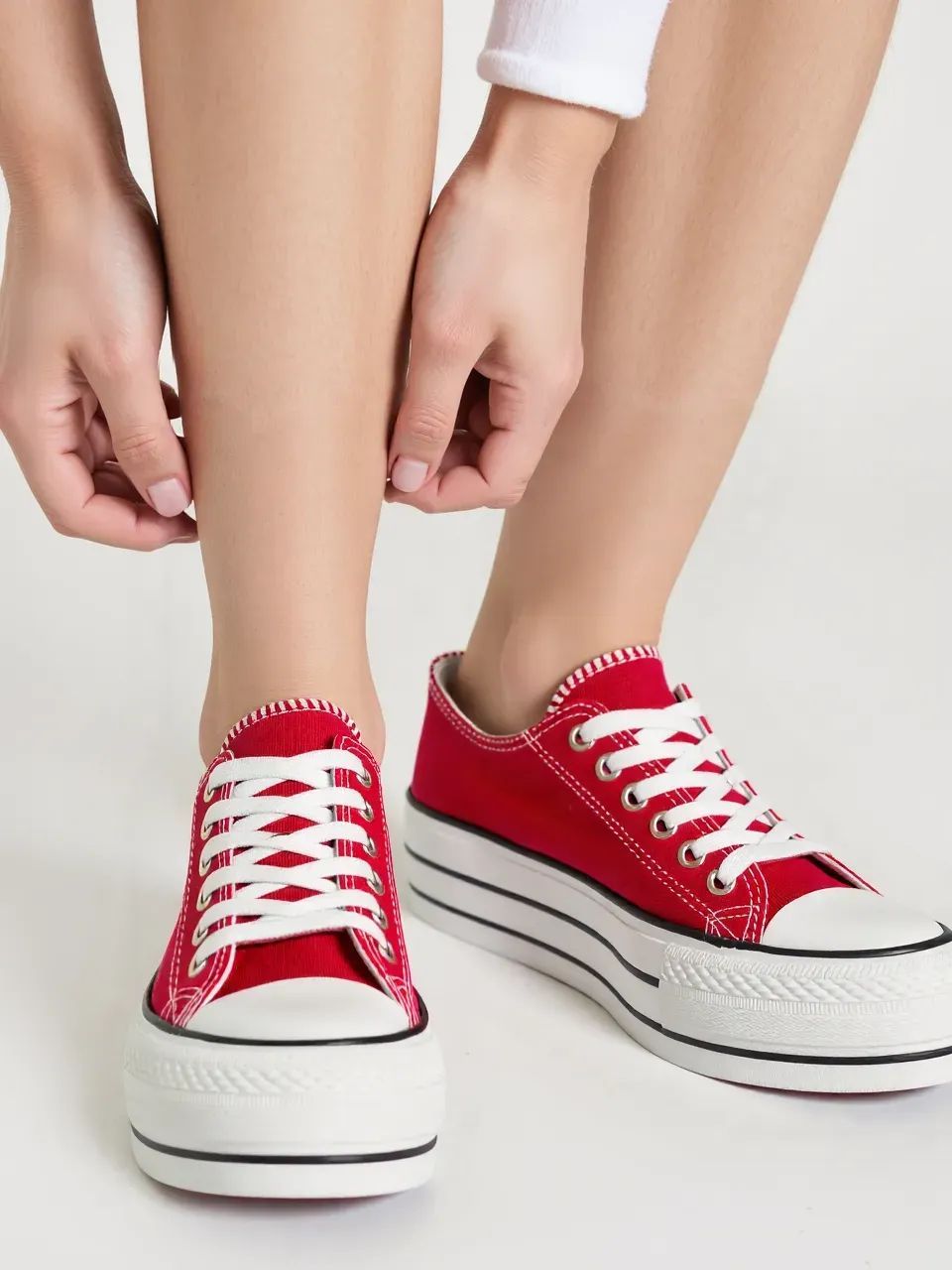 Klasické plátěné tenisky na platformě NEMIA červené