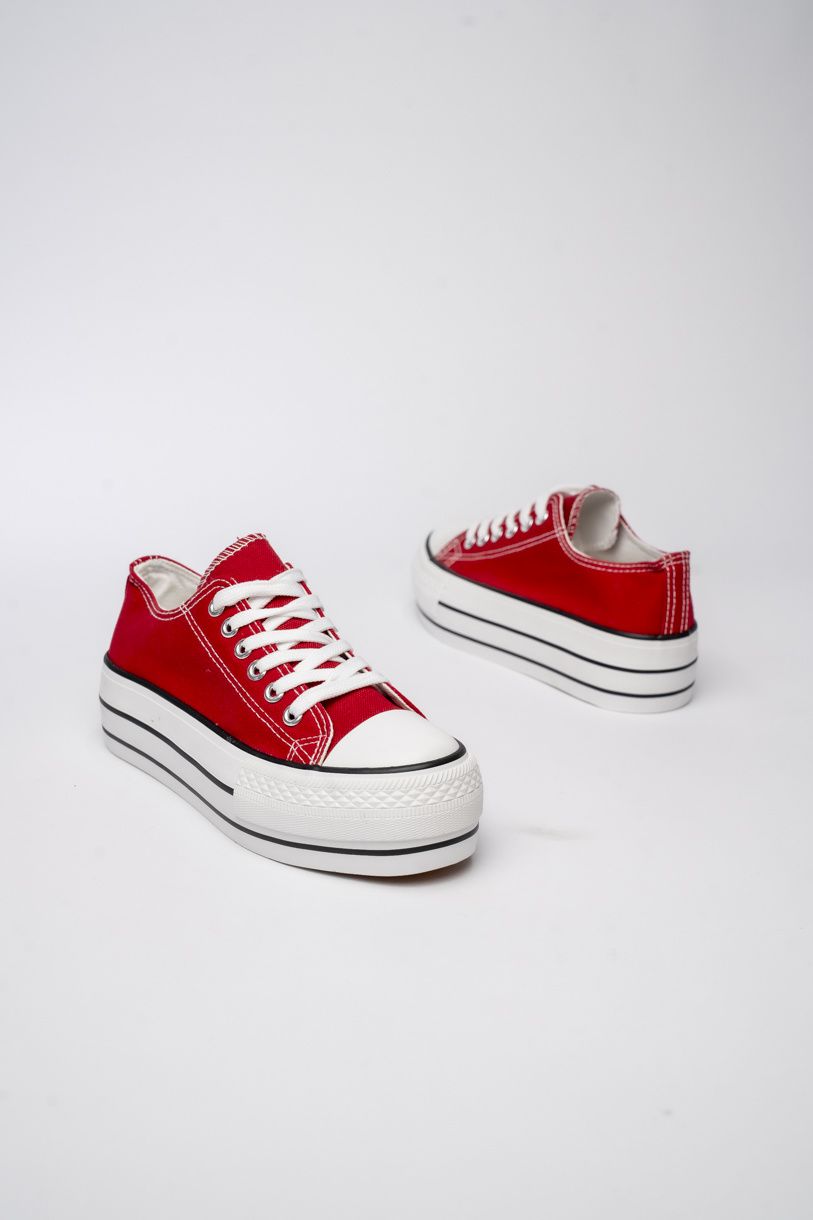 Klasické plátěné tenisky na platformě NEMIA červené