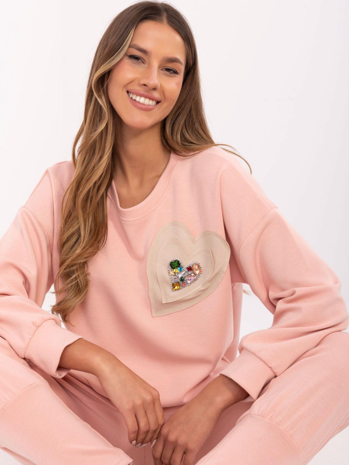 Stylová dámská mikina v broskvové barvě