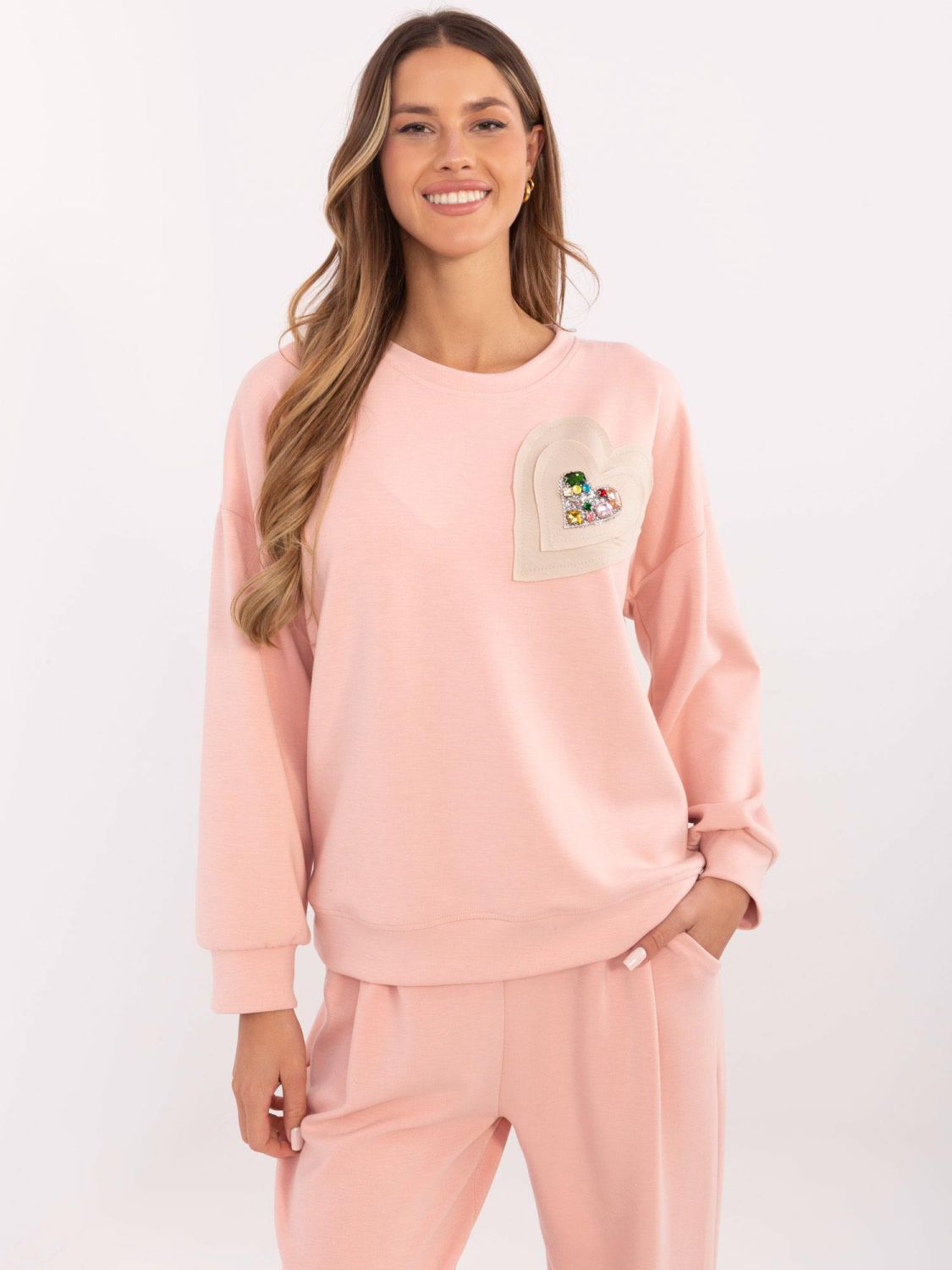 Stylová dámská mikina v broskvové barvě