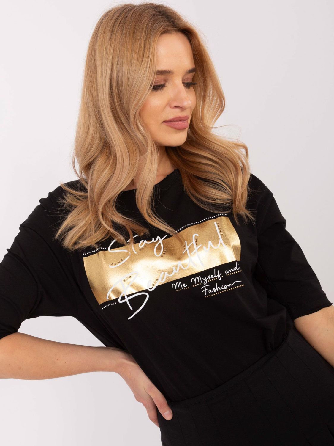 Stylová černá blůza s 3/4 rukávem