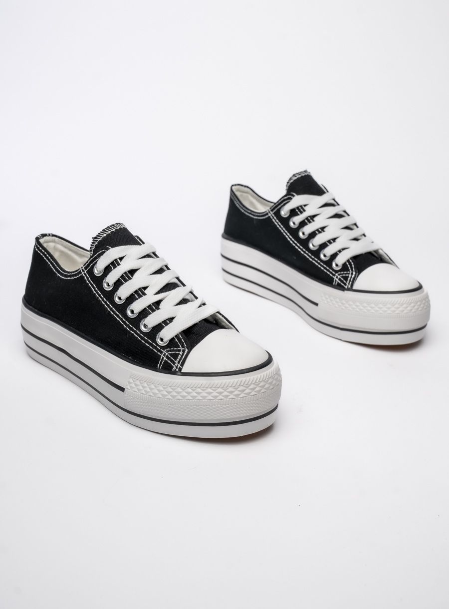 Klasické plátěné tenisky na platformě NEMIA černé