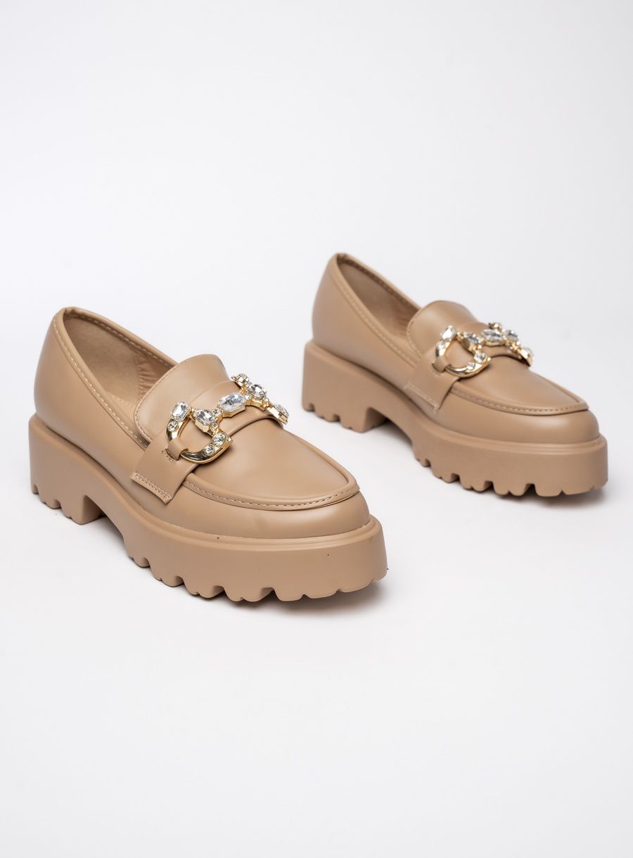 Tmavě béžové dámské mokasíny CLASSIC