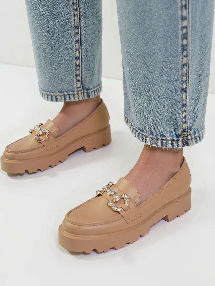 Tmavě béžové dámské mokasíny CLASSIC