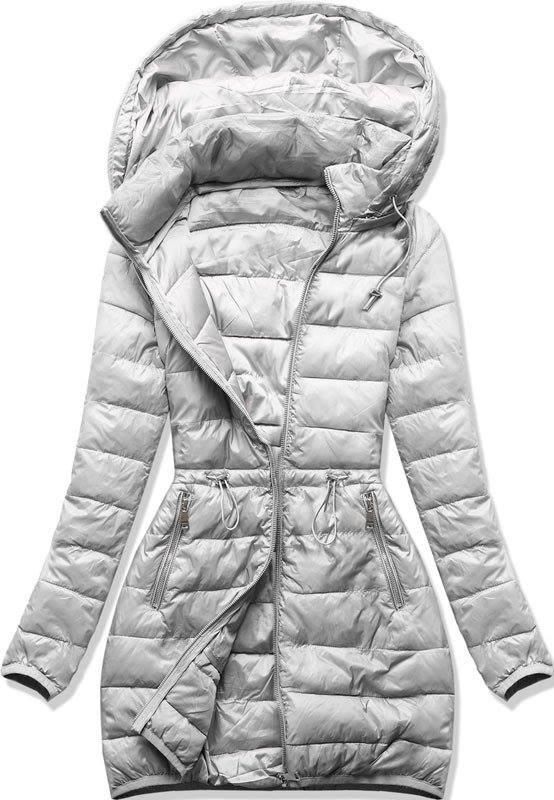 Šedá prošívaná podzimní bunda