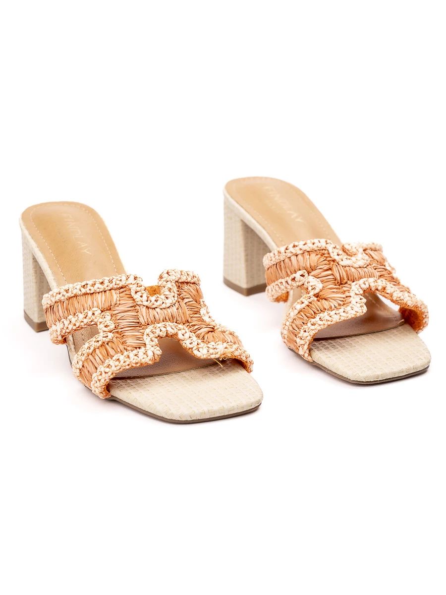 Elegantní dámské pantofle na podpatku OMAN oranžové